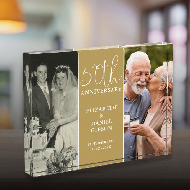 Bloc Photo 50e Anniversaire de Mariage Or 2 (50th Wedding Golden Anniversary 2 Photo Block)