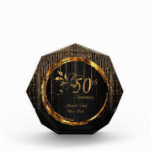 Bloc Photo 50e anniversaire du Mariage léger des étoiles d'or