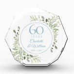 Bloc Photo 60e anniversaire Aquarelle Florale<br><div class="desc">Doté de délicats feuilles d'aquarelle douce,  ce design botanique chic du 60e mariage anniversaire peut être personnalisé avec vos informations spéciales du soixantième anniversaire dans un élégant texte bleu diamant. Conçu par Thisnotme©</div>