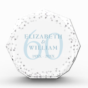 Bloc Photo 60e Anniversaire de Mariage Diamant Cœurs Confetti