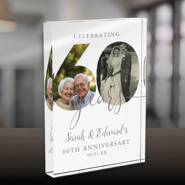 Bloc Photo 60ème anniversaire de Mariage 2 (Elegant 60th Wedding Anniversary 2 Photo Block)