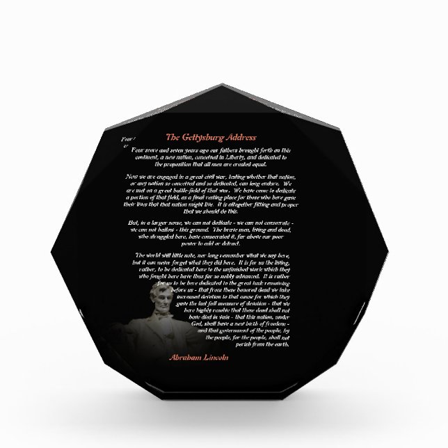 Bloc Photo Abraham Lincoln - Adresse Gettysburg (Devant)