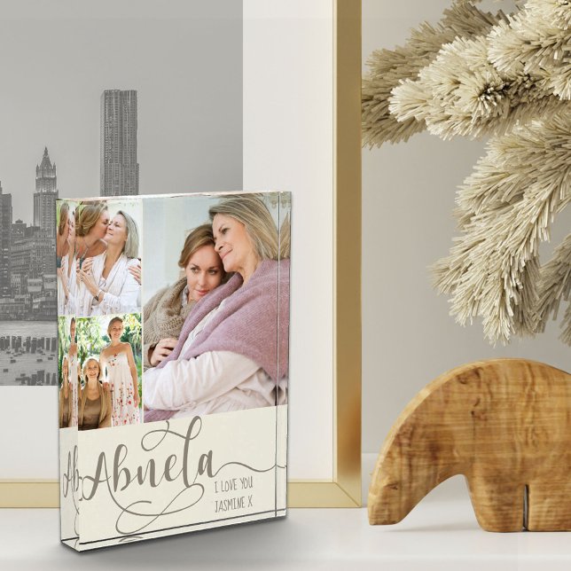 Bloc Photo Abuela Calligraphy I Love You 3 Photo Cream Brown (Créateur téléchargé)