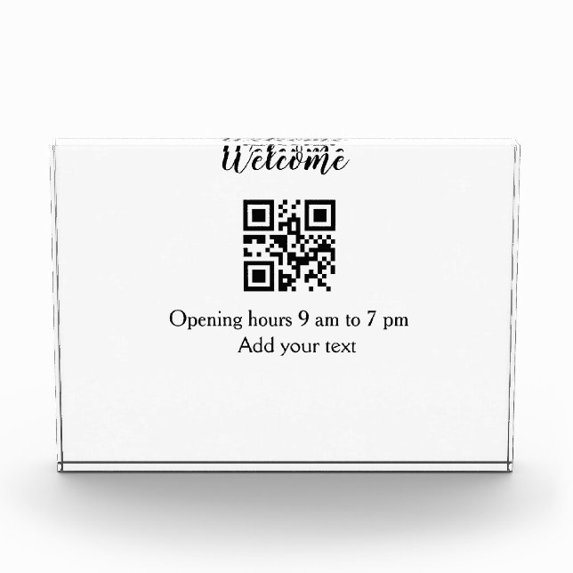 Bloc Photo Accueil simple ouverture bienvenue code barre QR a (Devant)