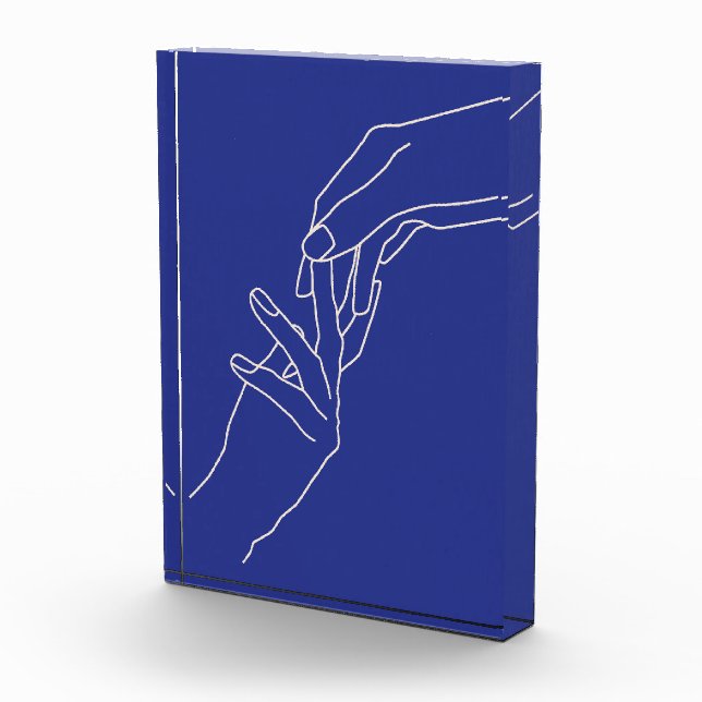 Bloc Photo Affiche bleue moderne abstraite aux mains d'art en (Droite)