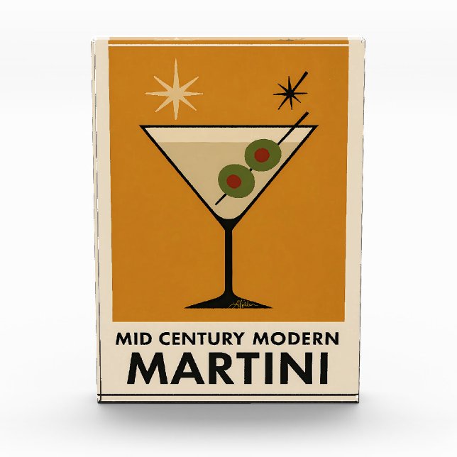 Bloc Photo Affiche de style milieu du siècle moderne Martini (Devant)