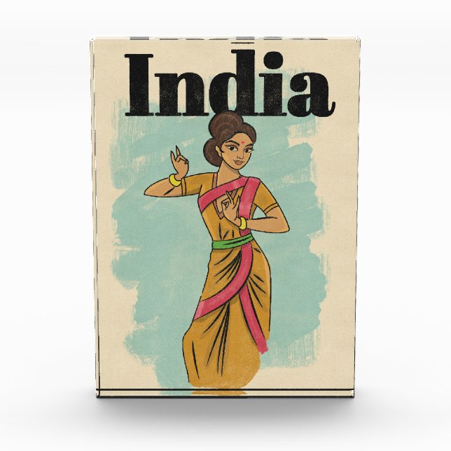 Bloc Photo Affiche de voyage vintage Inde (Devant)