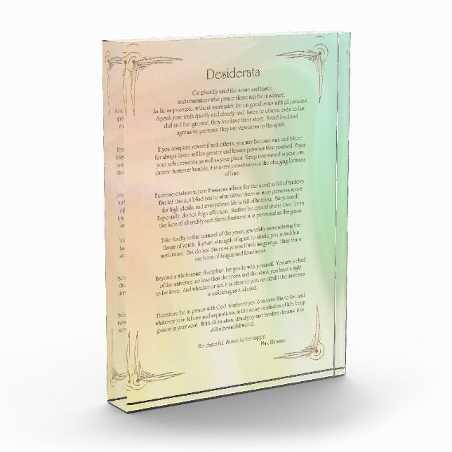 Bloc Photo Affiche du poème Desiderata de Max Ehrmann (Gauche)