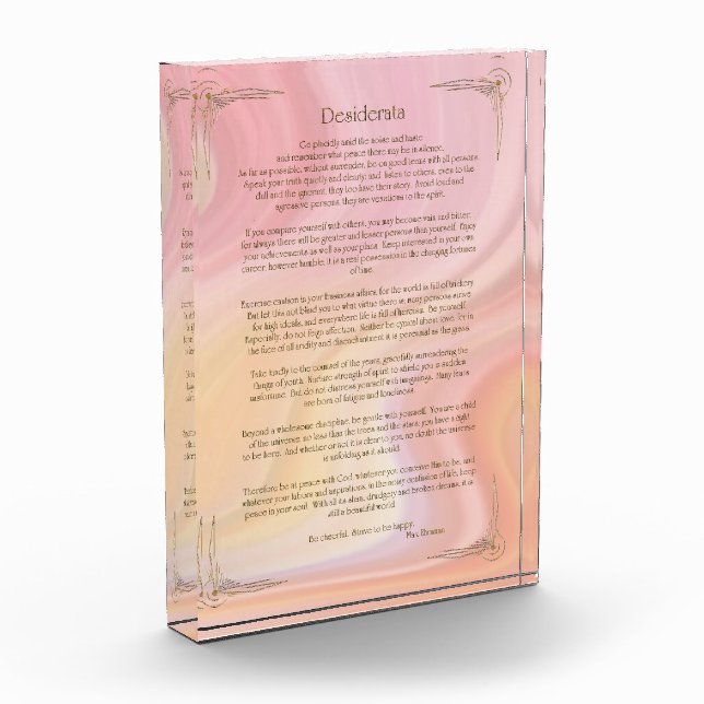 Bloc Photo Affiche du poème Desiderata par Max Ehrmann (Gauche)
