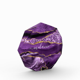 Bloc Photo Agate Violet Parties scintillant Or Géode Votre No