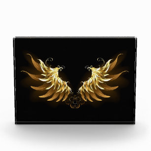 Bloc Photo Ailes d'Ange d'or sur arrière - plan noir
