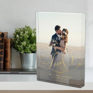 Bloc Photo Amour de jeunes mariés script or mariage photo per