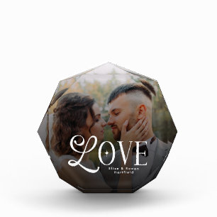 Bloc Photo Amour Moderne Monogramme de Mariage Personnalisé p