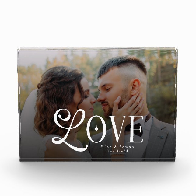 Bloc Photo Amour Moderne Monogramme Photo de mariage personna (Devant)