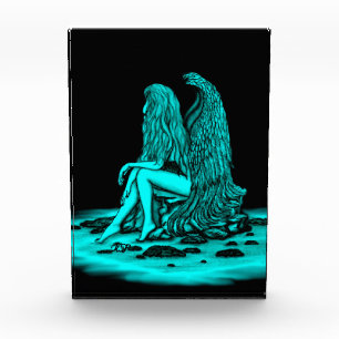 Bloc Photo Angel, perdu dans la pensée, noir et vert Design