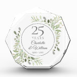 Bloc Photo Aquarelle douce Feuilles 25e anniversaire<br><div class="desc">Doté de délicats feuilles d'aquarelle douce,  ce design botanique du 25e mariage anniversaire peut être personnalisé avec vos informations spéciales d'anniversaire dans un texte argenté élégant. Conçu par Thisnotme©</div>