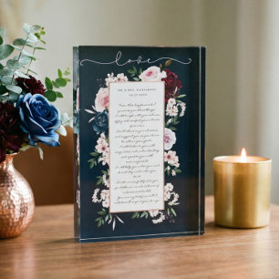 Bloc Photo Aquarelle Fleurs Voeux de Mariage Bourgogne & Nuit