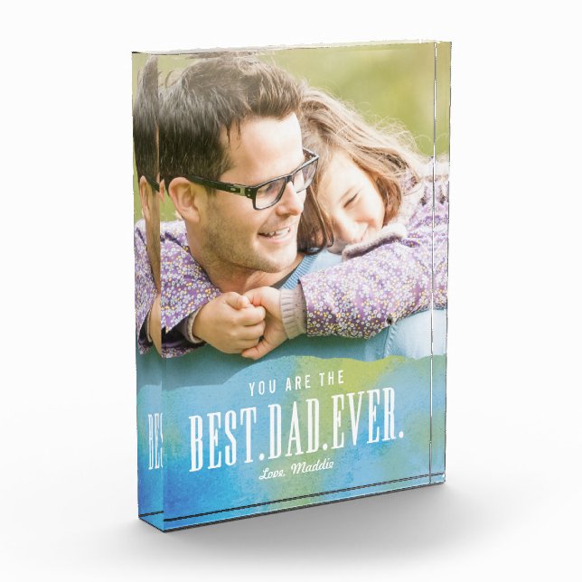 Bloc Photo Aquarelle Meilleur Papa Jamais Acrylique Bloc phot (Gauche)