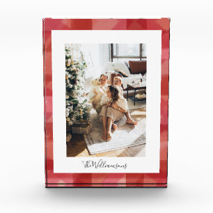 Bloc Photo Aquarelle rouge Plaid Noël rustique