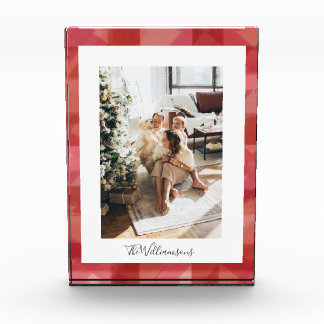 Bloc Photo Aquarelle rouge Plaid Noël rustique