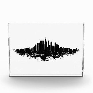 Bloc Photo Aquarelle Skyline de Chicago noir et blanc