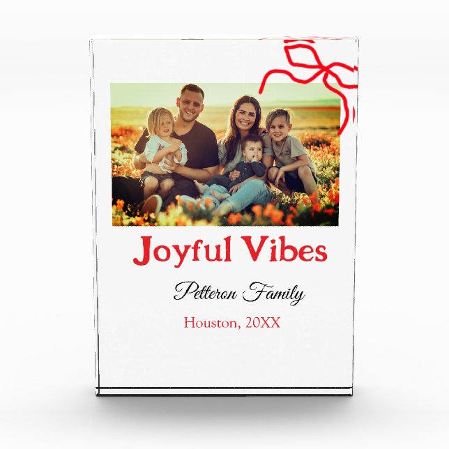 Bloc Photo Arc rouge joyeuse Vibes ajouter nom de famille pho (Devant)