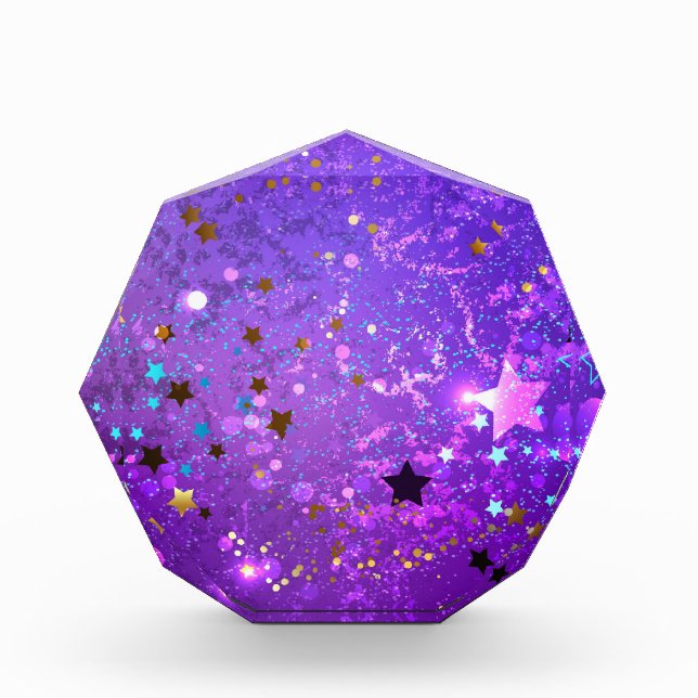 Bloc Photo Arrière - plan de feuille violet avec étoiles (Devant)