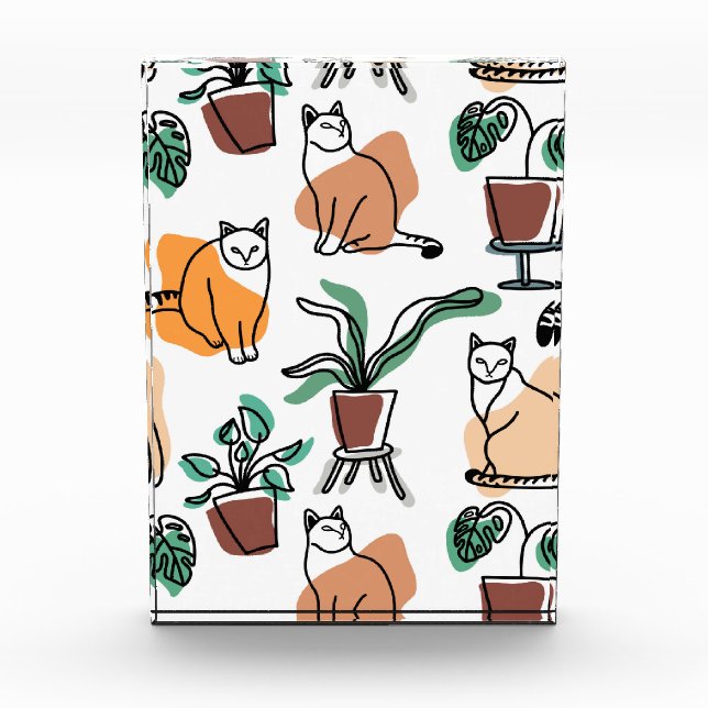 Bloc Photo Art de trait dessin chats et fleurs (Devant)