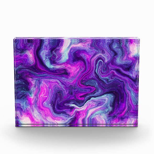 Bloc Photo Art fluide en marbre rose, bleu, violet (Devant)