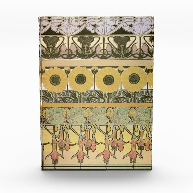 Bloc Photo Art nouveau alphonse mucha fuschia tournesol flore (Devant)