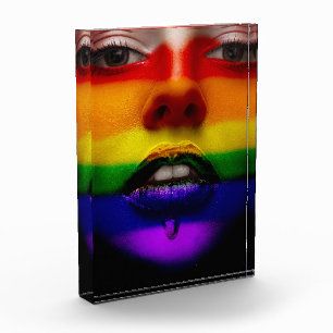 Bloc Photo Art : Visage Gay pride arc-en-ciel