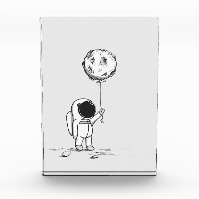 Bloc Photo Astronaute dans l'espace avec ballon de lune cosmo (Devant)