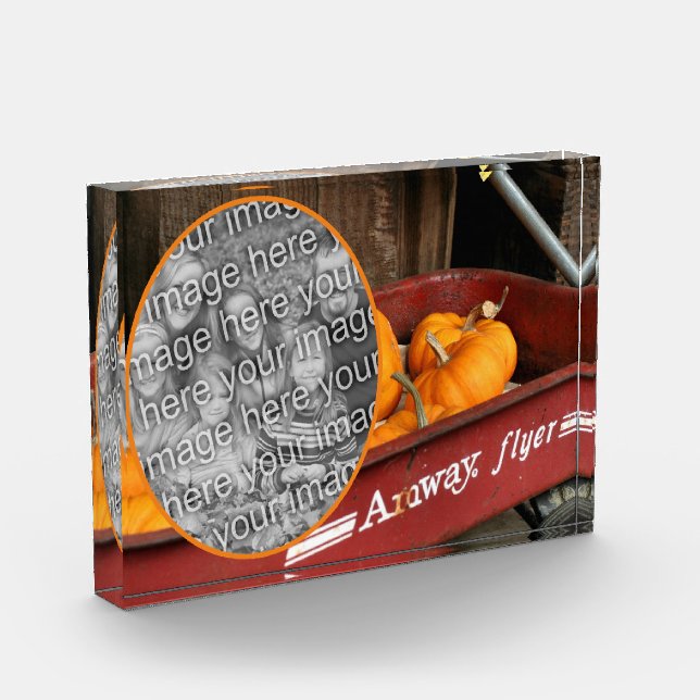 Bloc Photo Automne Citrouille Red Wagon Ajouter votre propre (Gauche)