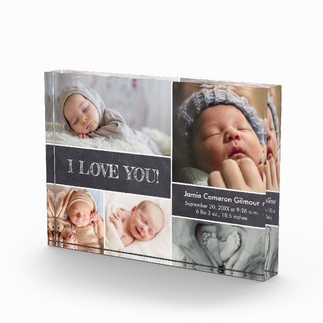 Bloc Photo Baby Faire-part Love Newborn Stats Photo collage (Droite)