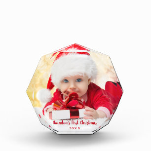 Bloc Photo Baby First Christmas Red Script O