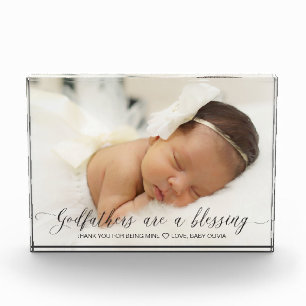 Bloc Photo Baptême cadeau pour parrain Simple Script moderne