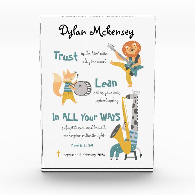 Bloc Photo Baptême Garçon Drôle Animaux Musicaux Et Verse Bib (Devant)