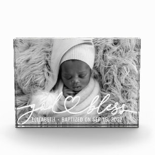 Bloc Photo Baptême Simple Élégant Moderne Coeur Bébé