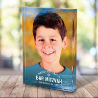 Bar Mitzvah Brosse Feuille Bleue Typographie Moder