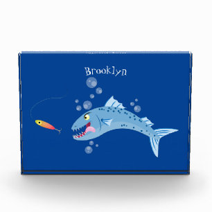 Bloc Photo Barracuda poisson affamé de la pêche dessin animé