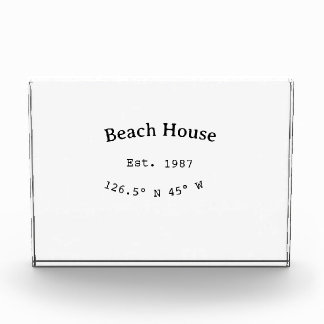 Bloc Photo Beach house et. Date année coordonnées personnalis