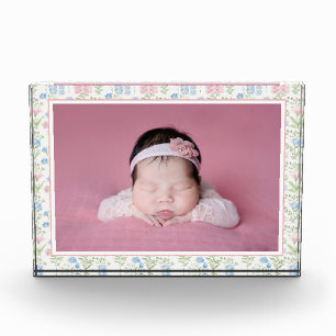 Bloc Photo Bébé à fleurs bleu et rose