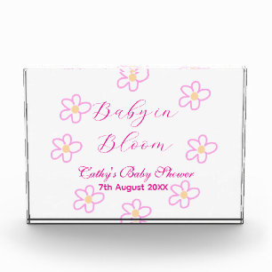Bloc Photo Bébé en fleur rose fleurie baby shower simple élég