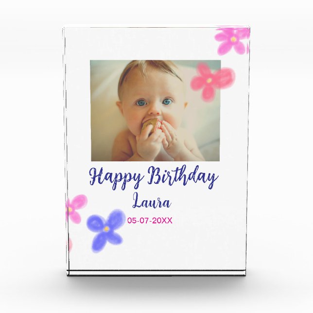Bloc Photo Bébé enfants 1er anniversaire ajouter le nom date  (Devant)