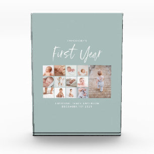 Bloc Photo Bébés première année photo collage script bleu