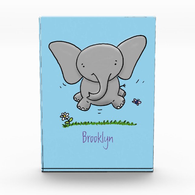 Bloc Photo Belle adorable dessin d'éléphant bébé (Devant)