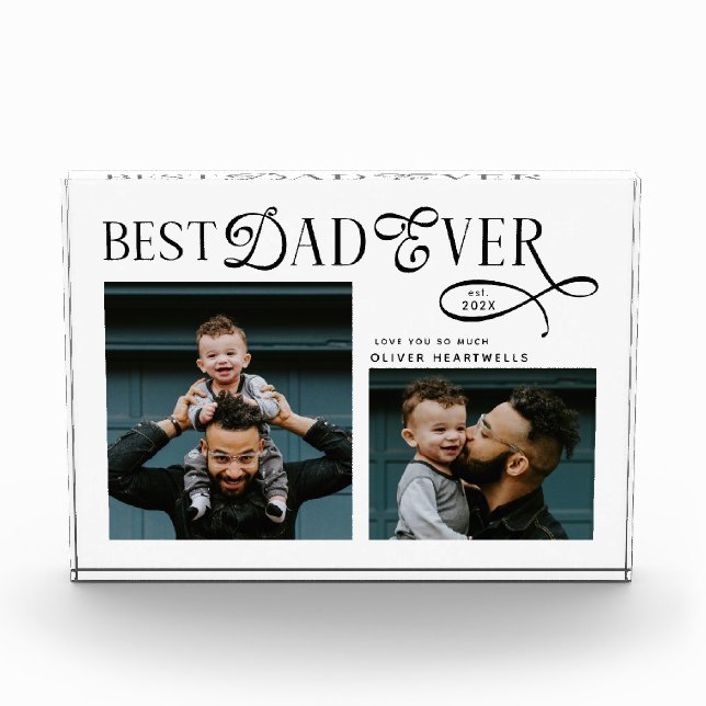 Bloc Photo  Best Dad Ever 2 Photos Modern Fathers Day Gifts (Devant)