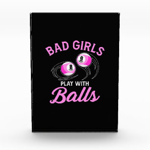 Bloc Photo Billard Snooker Girls Jouer Avec Billiard Balls