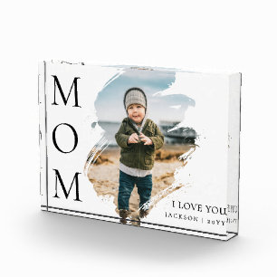 Bloc Photo Blanc Moderne Coup De Pinceau Unique J'Aime Maman