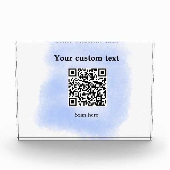 Bloc Photo bleu aquarelle QR code scan ajouter texte personna (Devant)